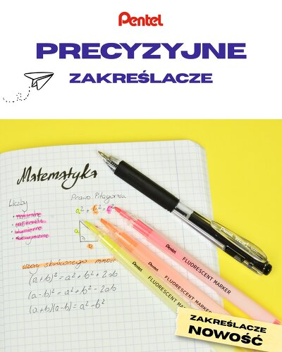 Poznaj nowe zakreślacze Pentel w delikatnych, fluorescencyjnych odcieniach.Precyzyjna końcówka pozwala precyzyjnie zaznaczać najważniejsze informacje, dzięki czemu świetnie sprawdzą się w notatkach, podczas nauki i codziennej pracy. 